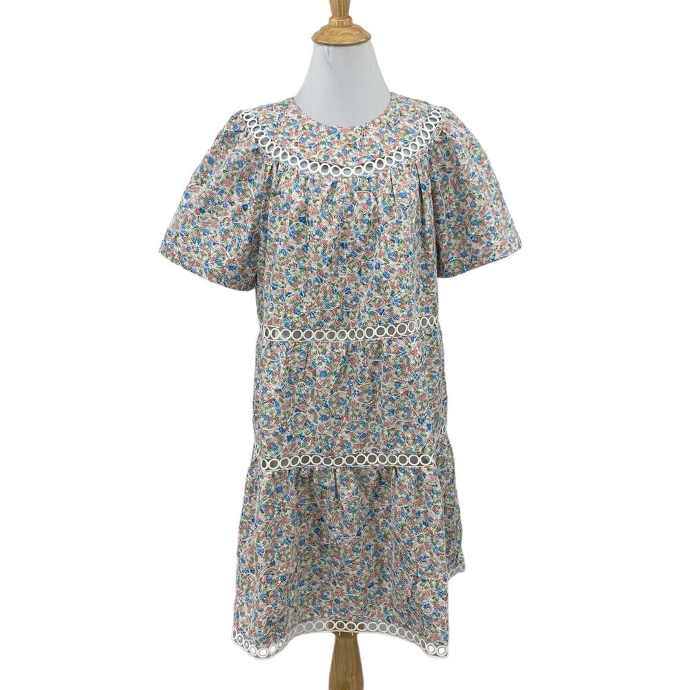 Adelyn Rae Dress Womens L Large Multi Prina Embroidered Tiered Flowy Fully Lined